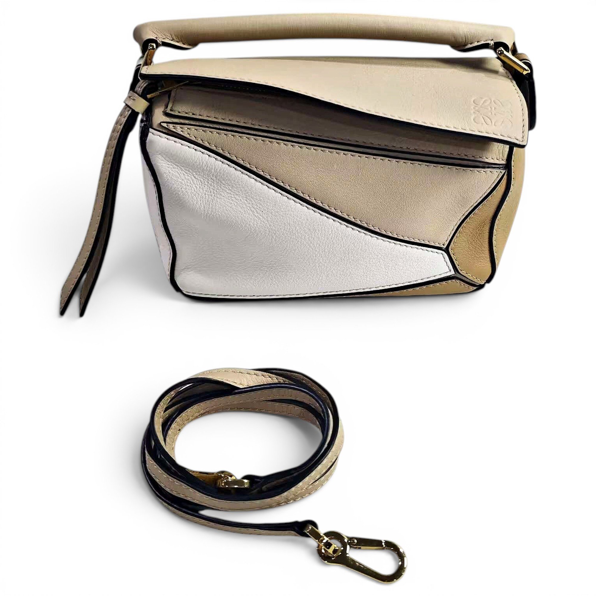Puzzle leather handbag
