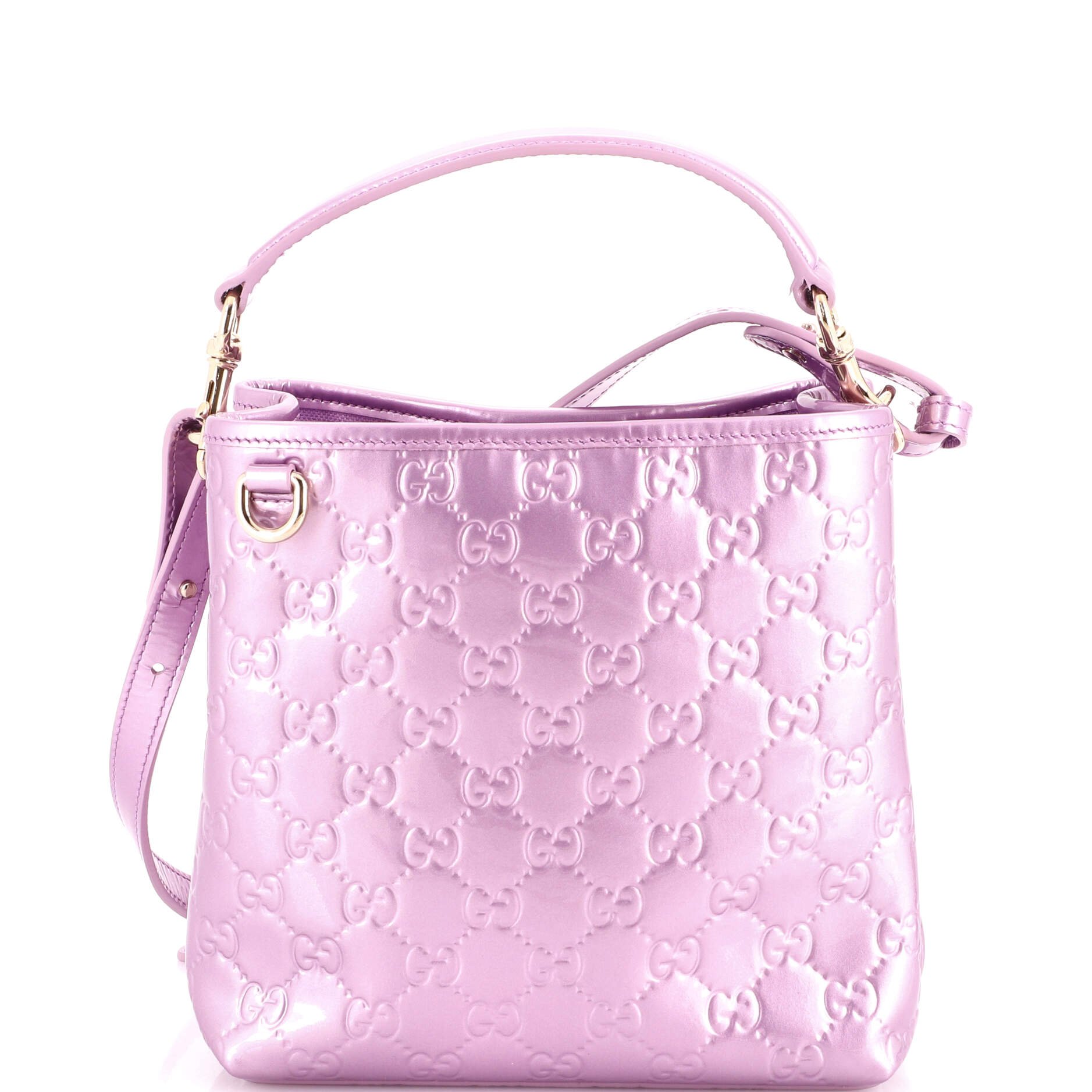 Emblem Bucket Bag GG Embossed Patent Small