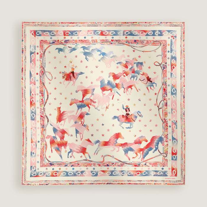 Les Mustangs Marble Silk Scarf 90