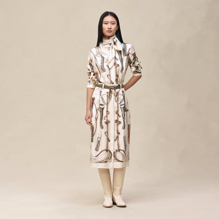 Beige Parchemin "A Propos De Bottes" Buttoned Skirt