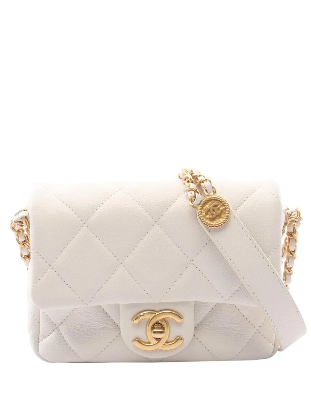 2021-2026 Mini Caviar Twist Your Buttons Flap crossbody bag