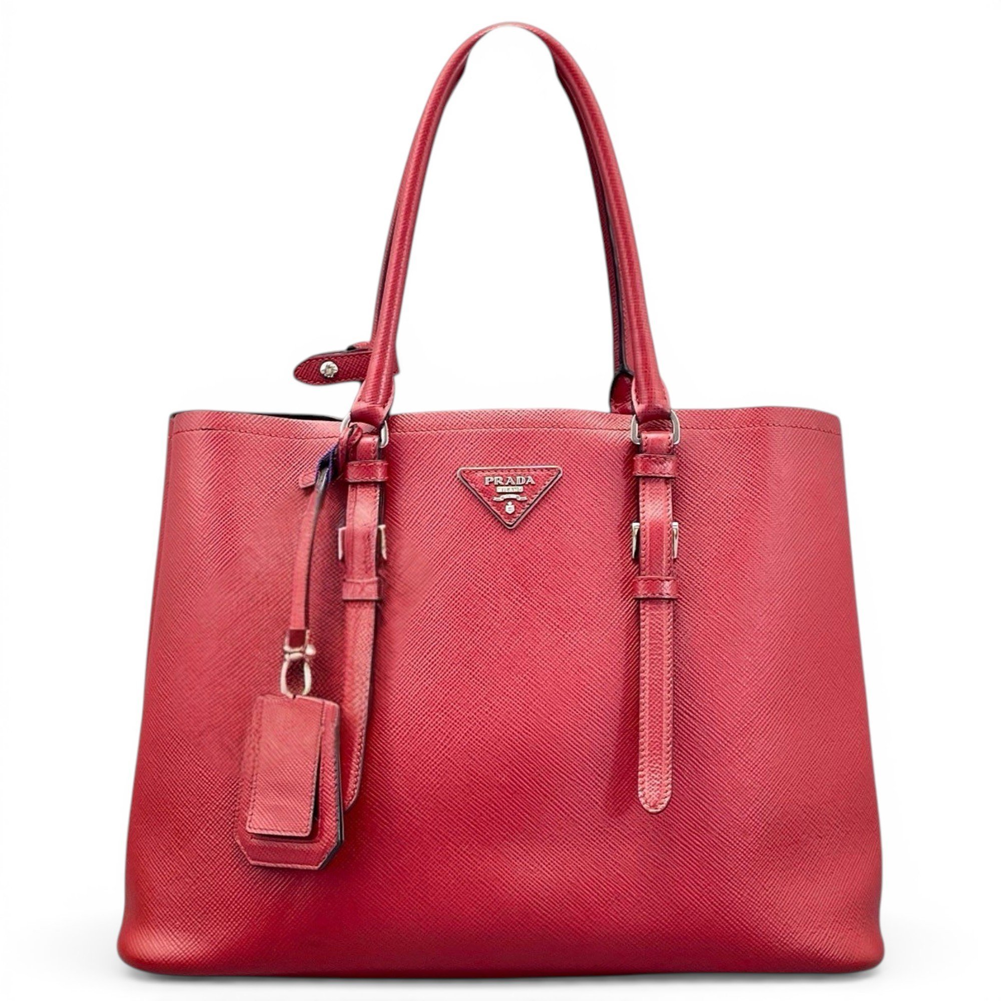 Double leather handbag