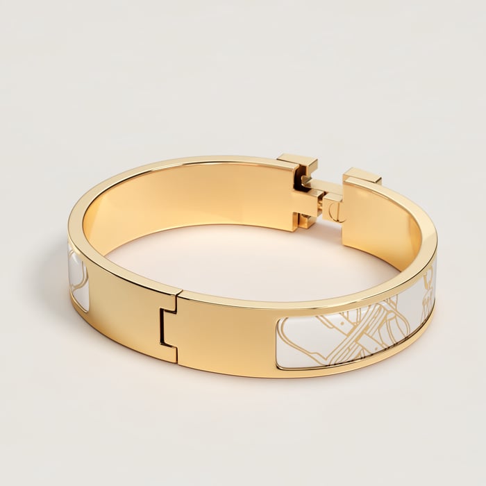 Orfèvre Jaune or Blanc Clic H Mors a Jouets Bracelet