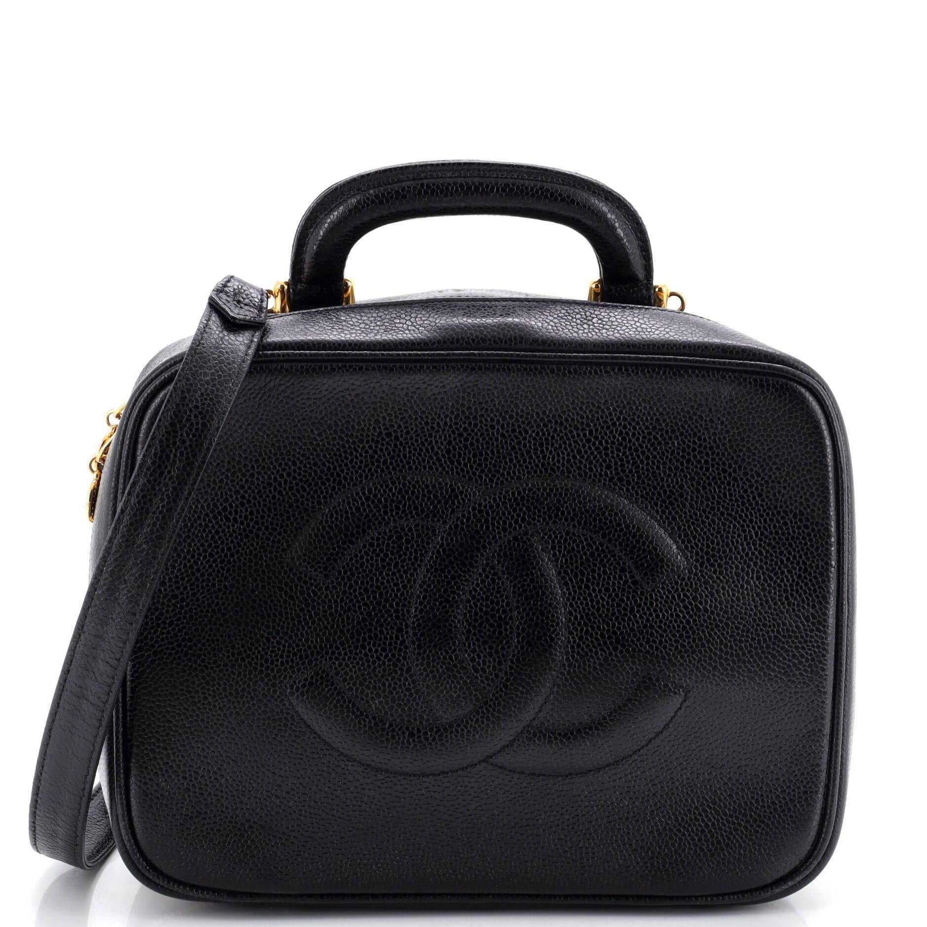 Vintage Timeless Zip Around Vanity Case Caviar Small