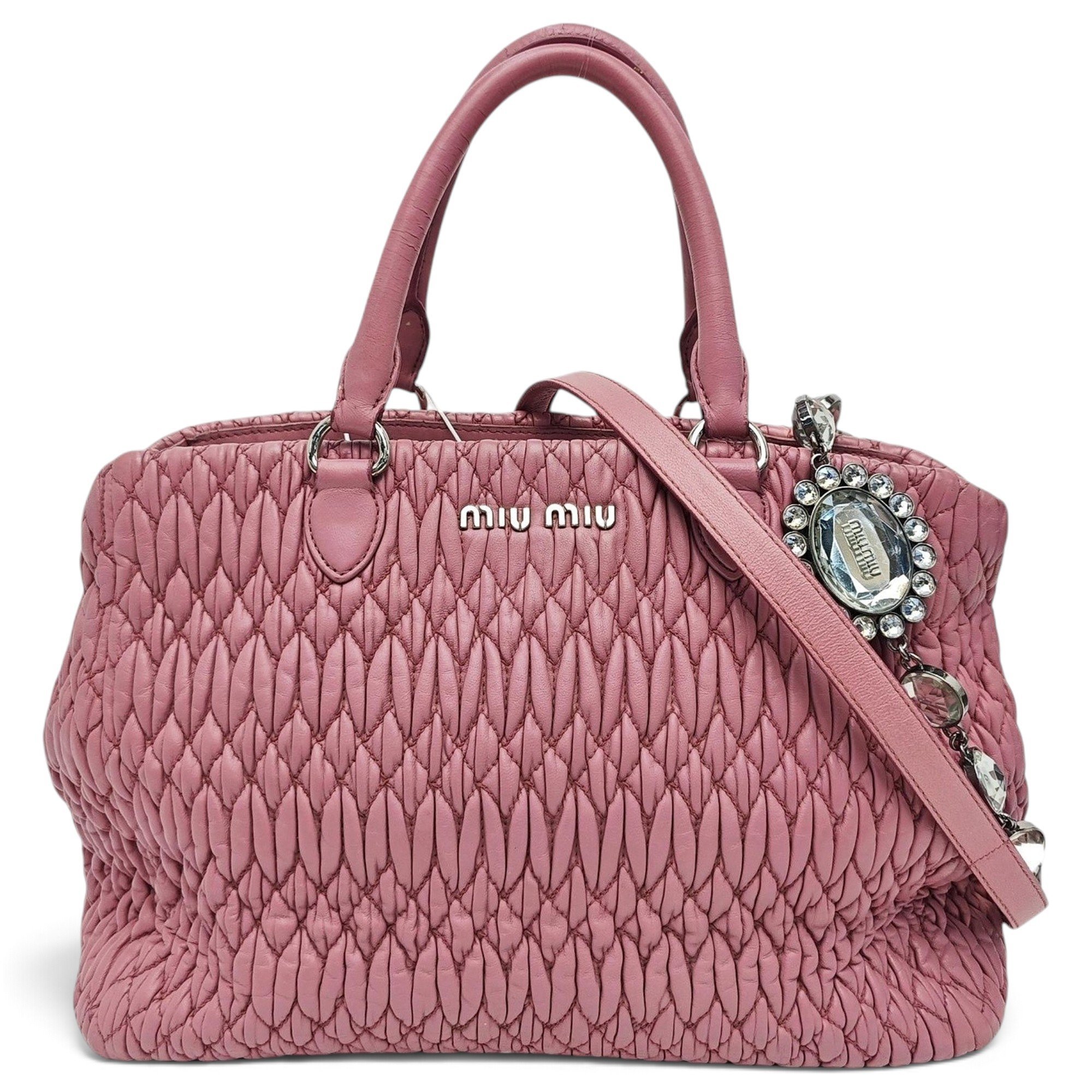 Miu Crystal leather handbag