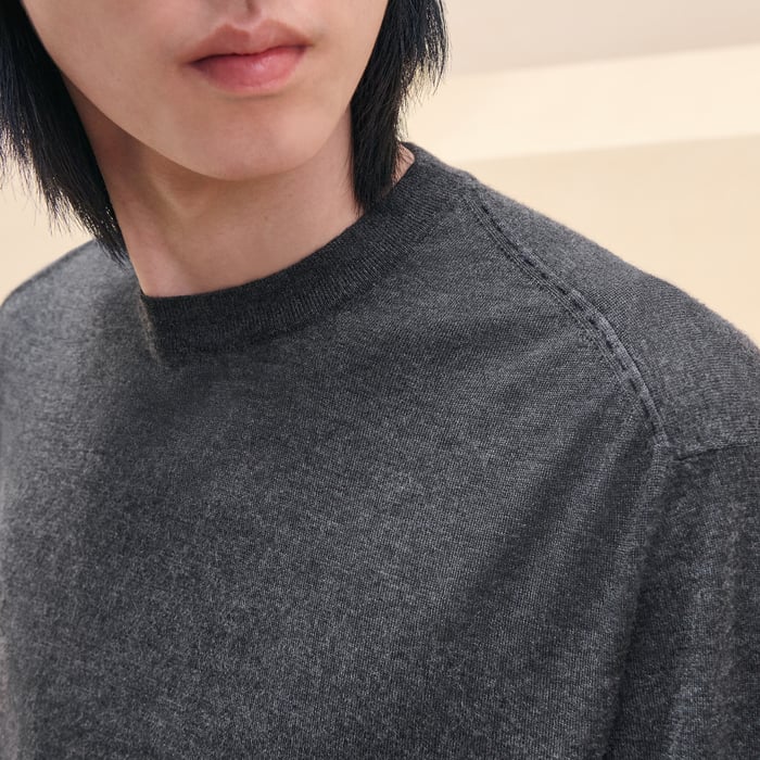 Anthracite "Coutures Inversees" Crewneck Sweater