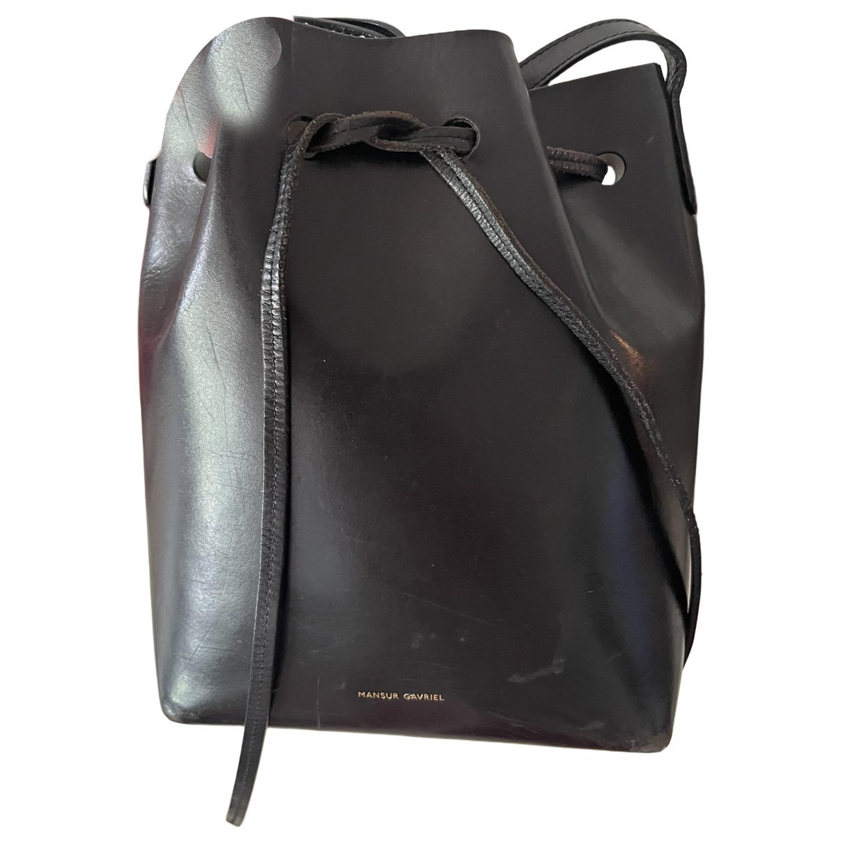 Bucket leather handbag