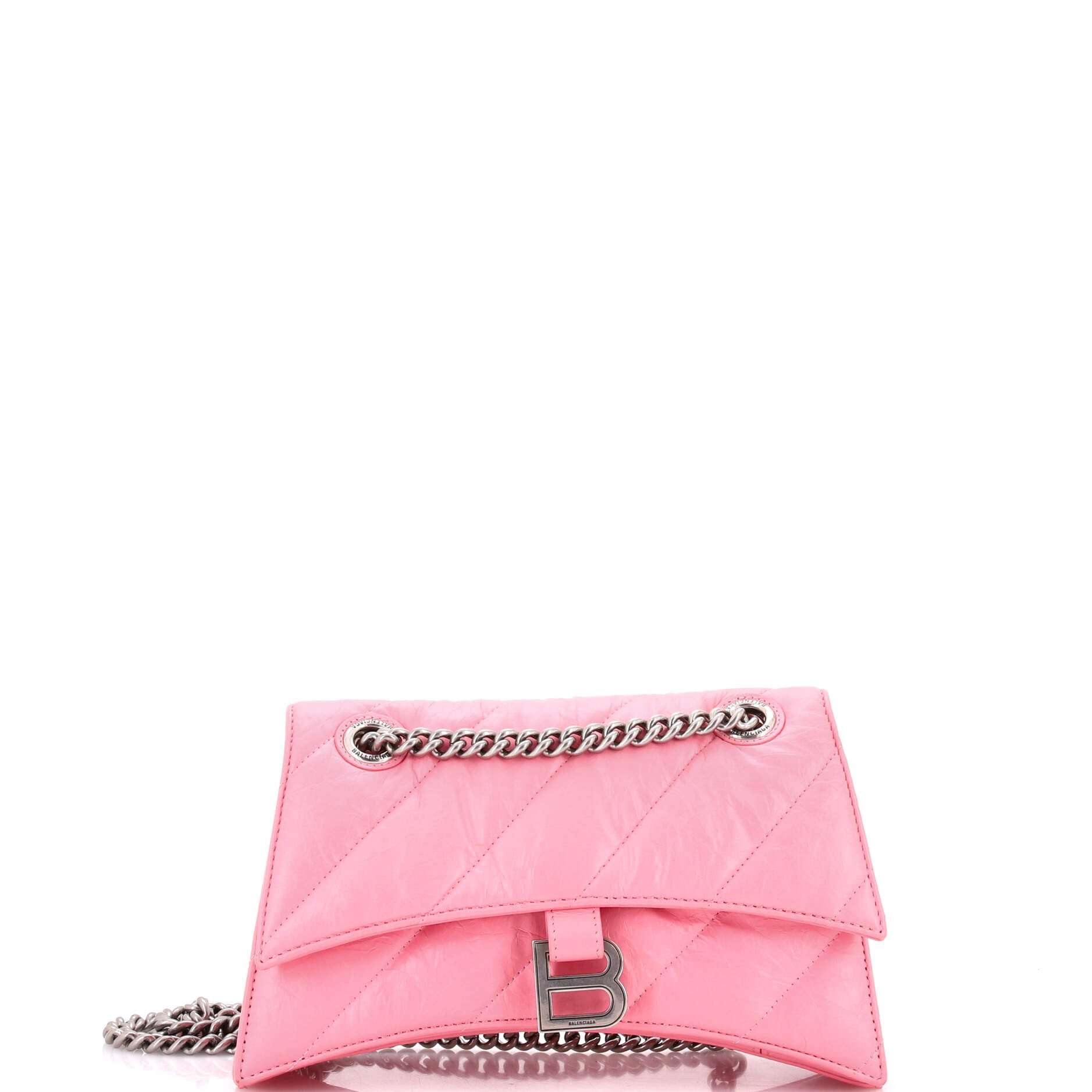 Crush Chain Flap Bag Quilted Crushed Calfskin Small