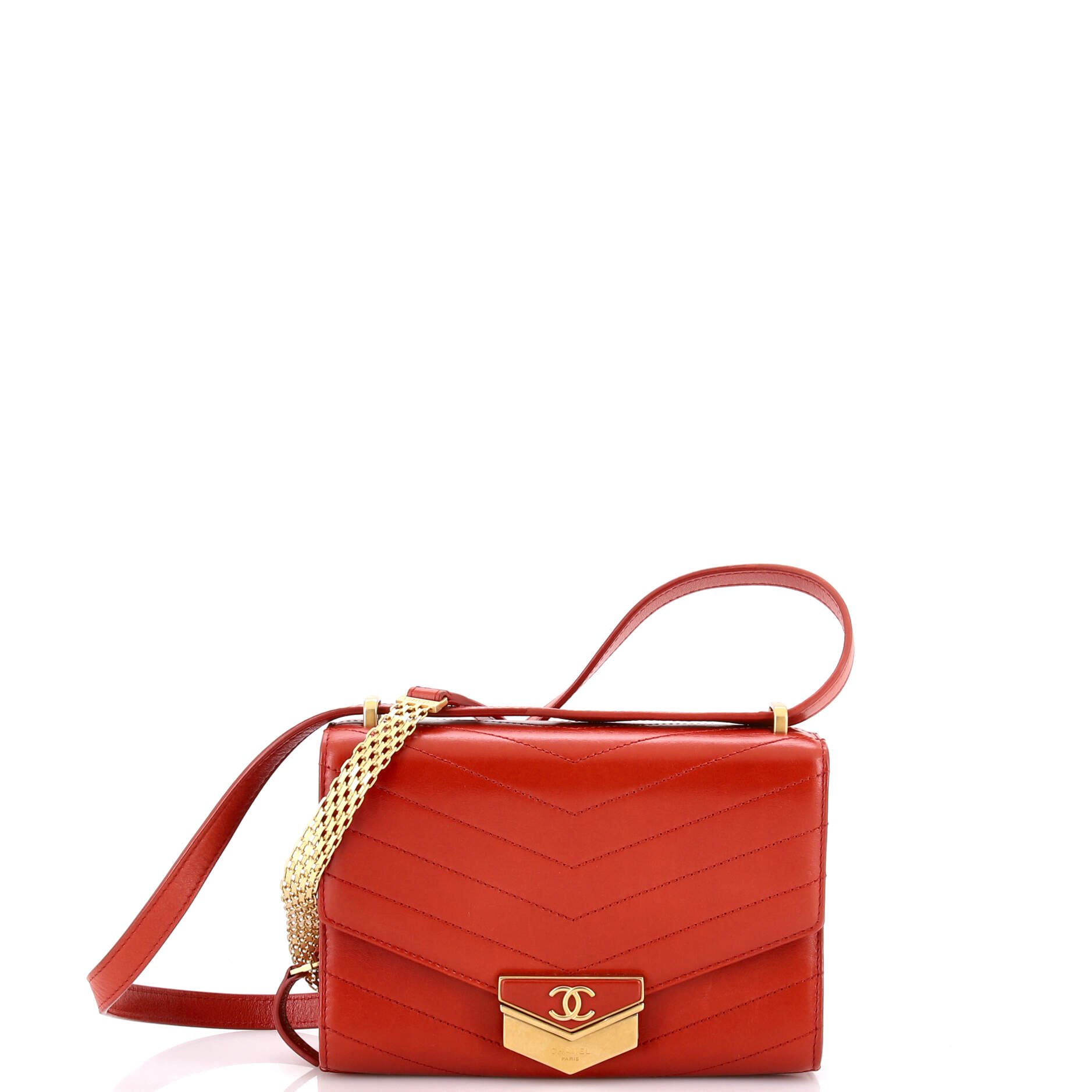 Medal Envelope Flap Bag Chevron Calfskin Small