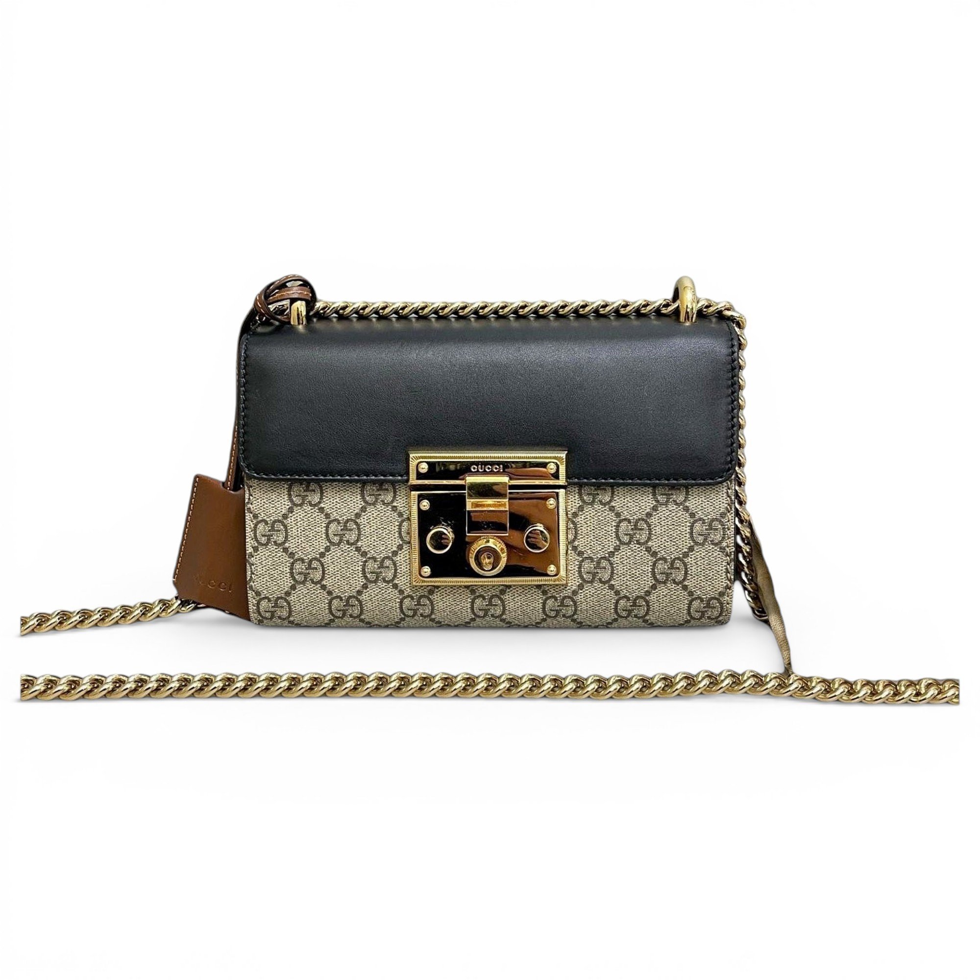 Padlock leather handbag