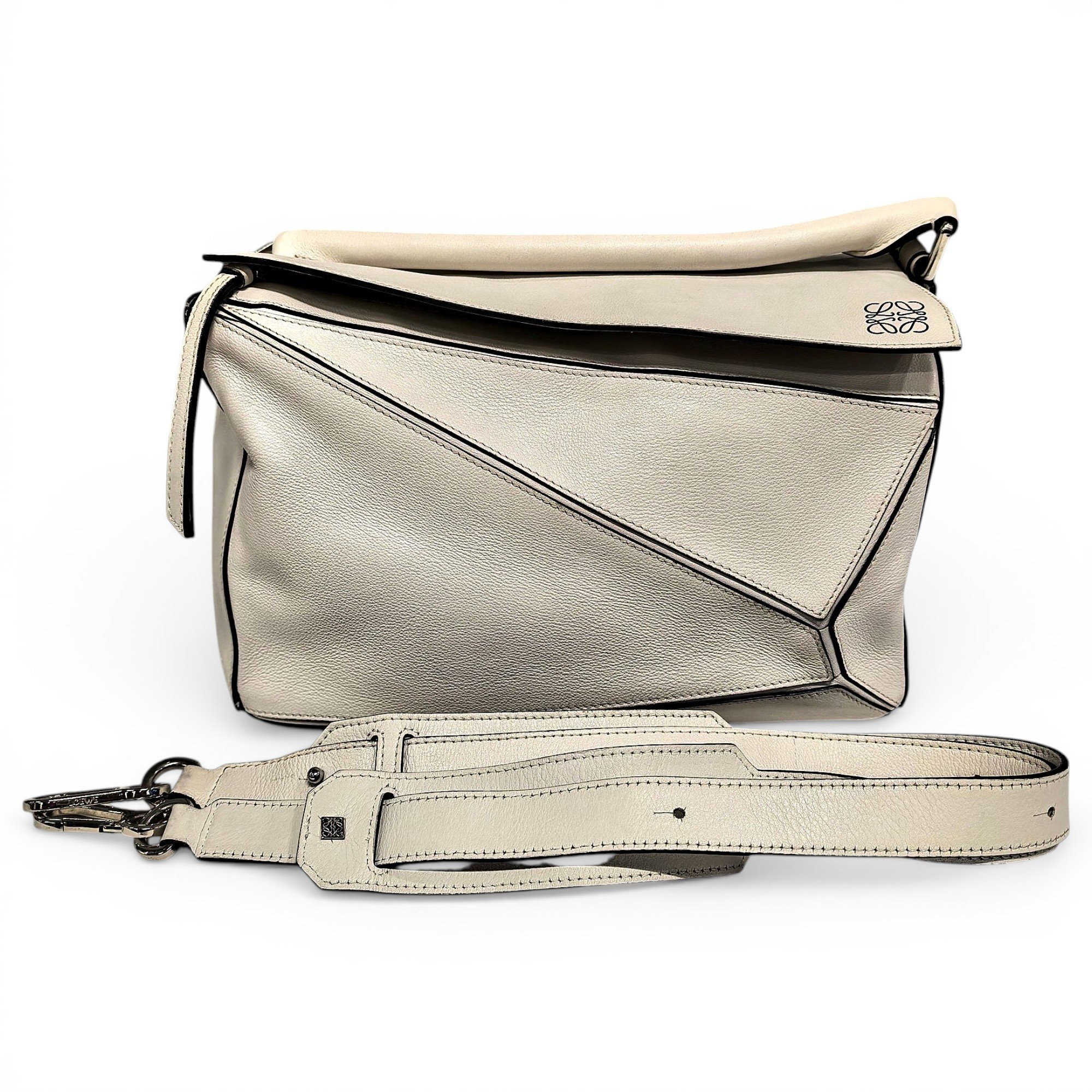 Puzzle leather handbag