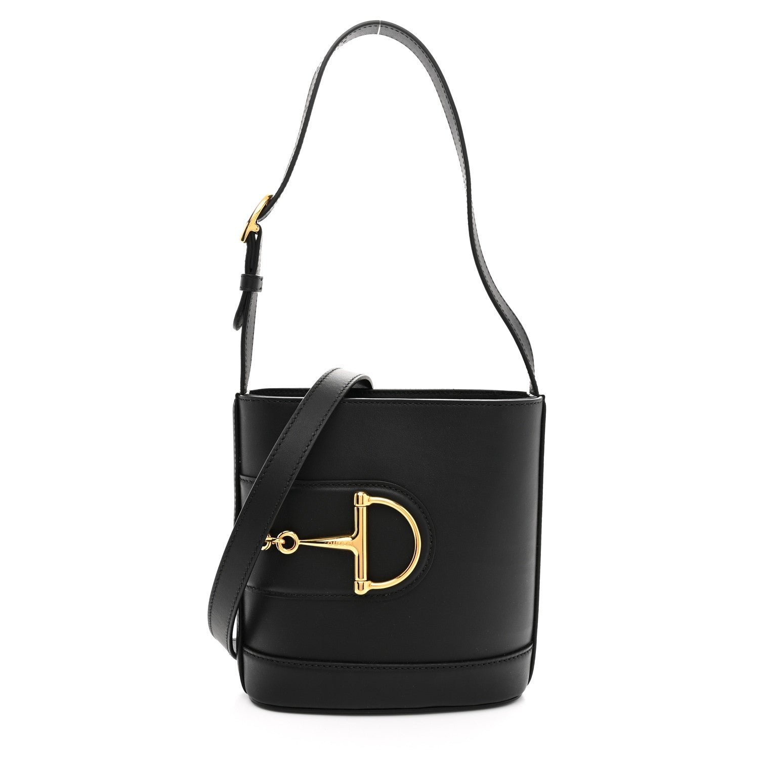 Gucci Arabella Calfskin Horsebit 73 Medium Bucket Bag Black