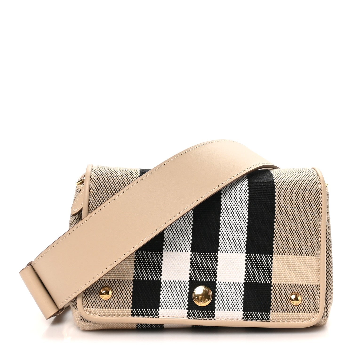 Burberry Canvas Check Hackberry Crossbody Bag Soft Fawn