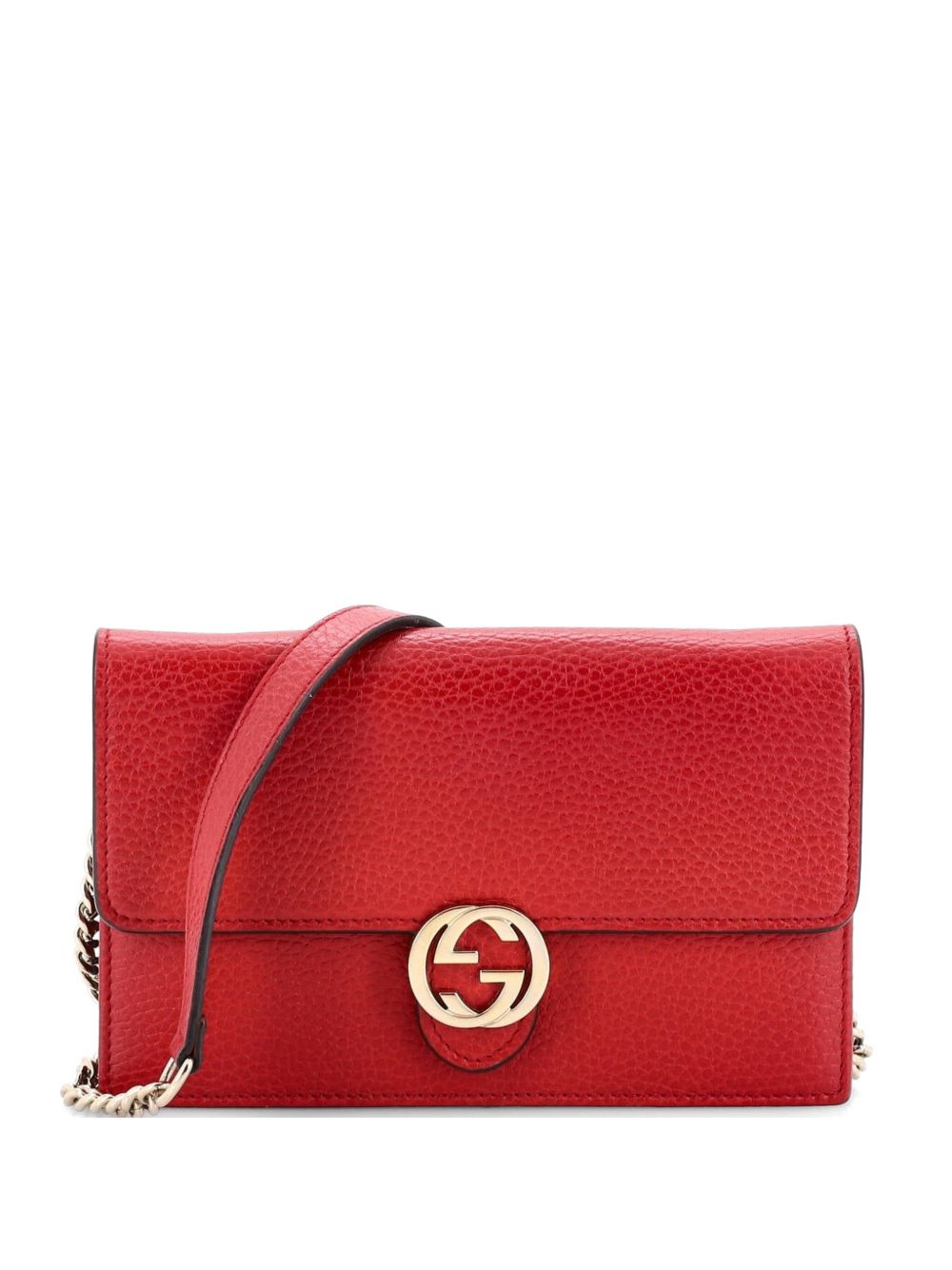 Interlocking Wallet on Chain Leather crossbody bag