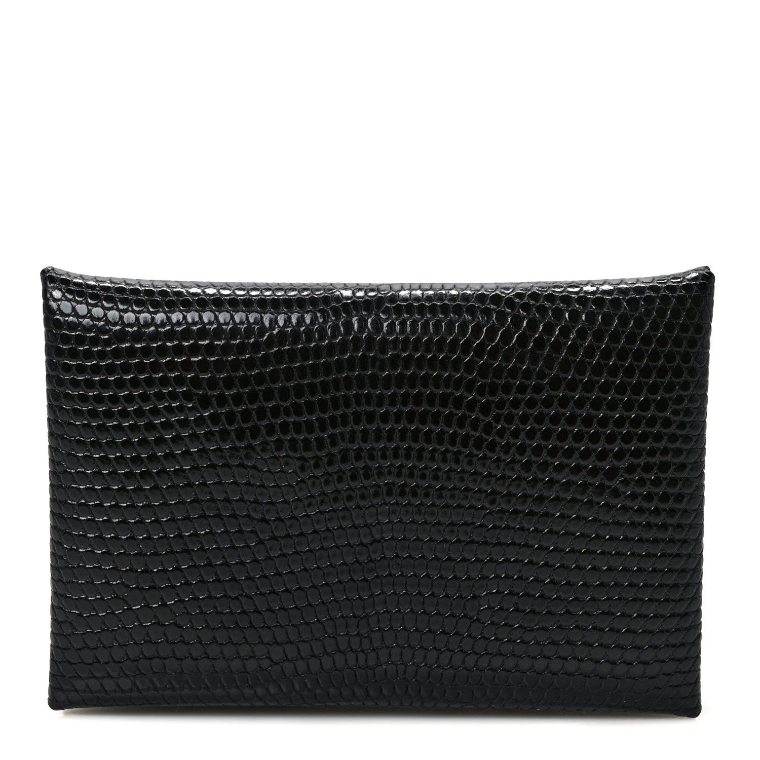 Hermes Lizard Calvi Card Case Black