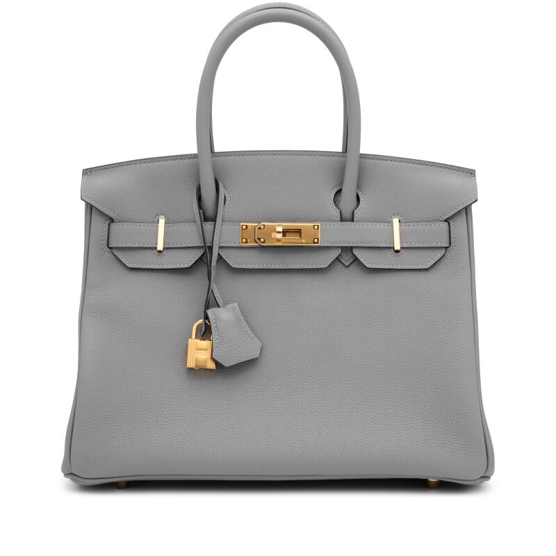 Hermes Gris Mouette Togo Birkin 30 Gold Hardware, 2024