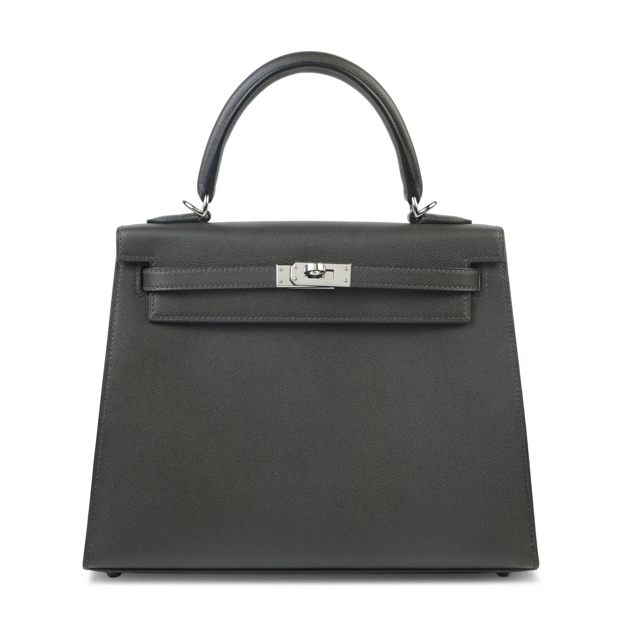 Very Good ( Rank A) HERMÈS Kelly 25 Sellier Graphite (88) Madame Palladium hardware W (2024)