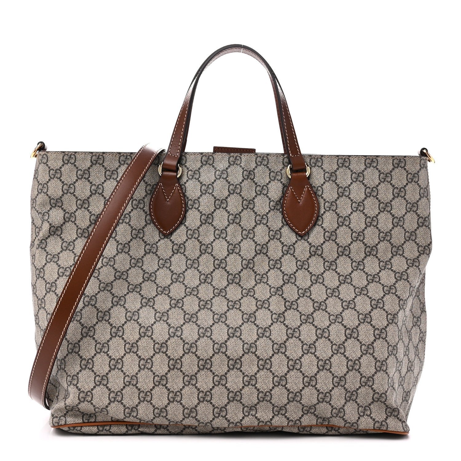 Gucci Soft GG Supreme Monogram Medium Crossbody Tote Beige Cuir