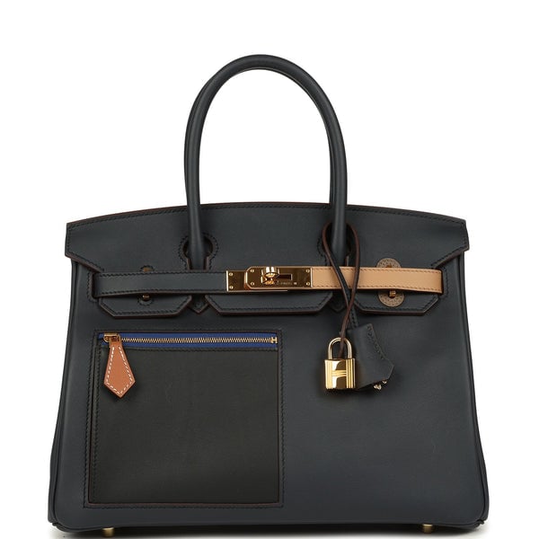 Hermes Pre-owned Hermes Colormatic Birkin 30 Caban, Chai & Black Swift Gold Hardware