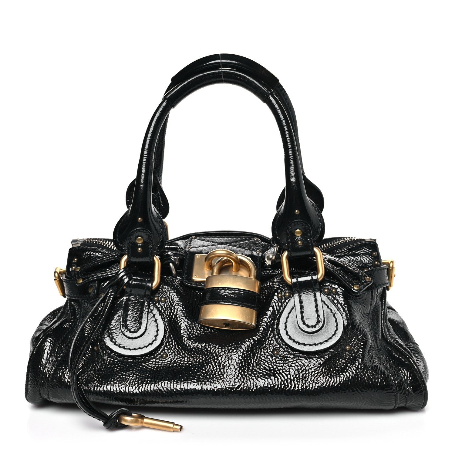 Chloe Chloe Crinkled Patent Medium Paddington Satchel Black