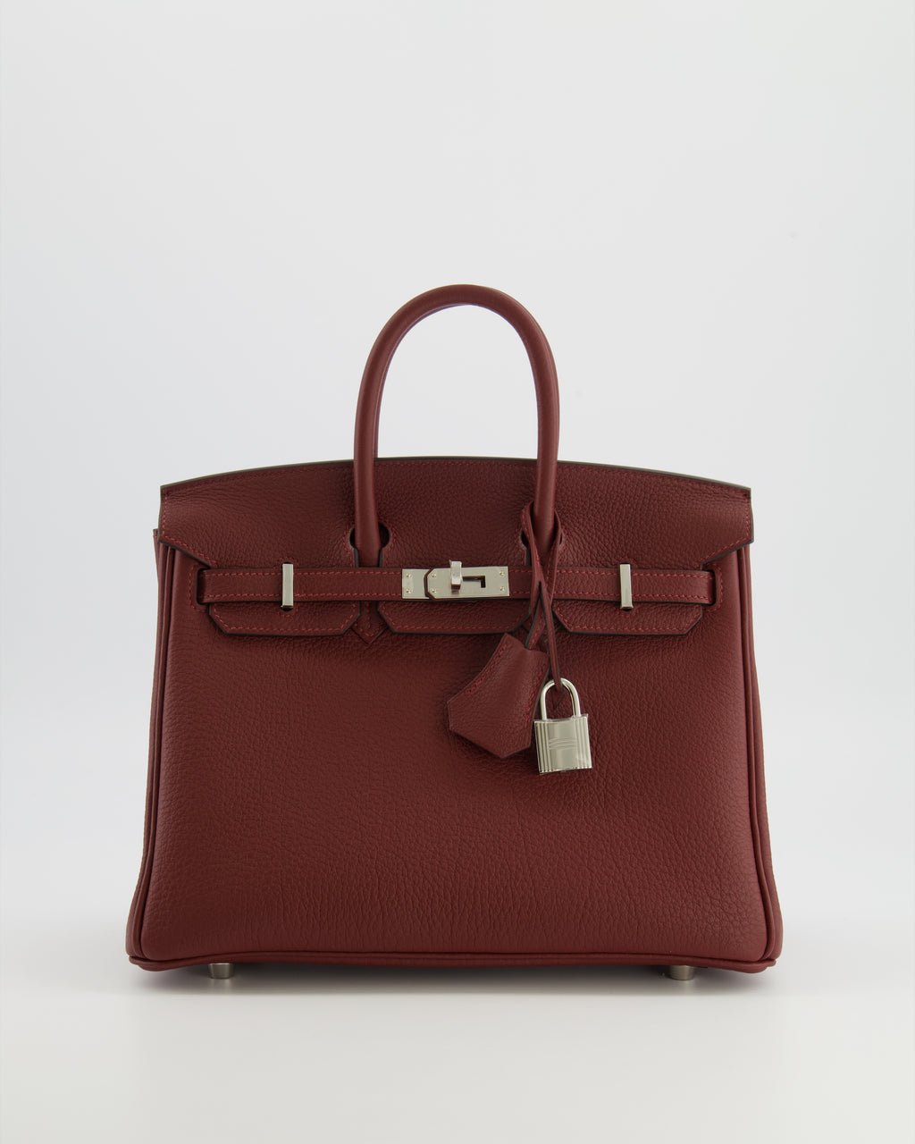 Hermes Hermès Birkin 25 Retourne Bag in Rouge H Veau Togo Leather with Palladium Hardware