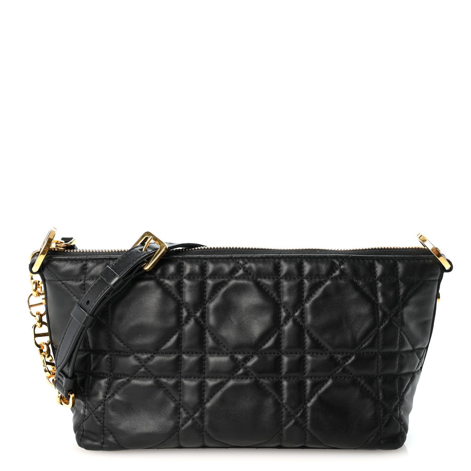 Christian Dior Lambskin Macrocannage DiorStar Hobo Bag Black