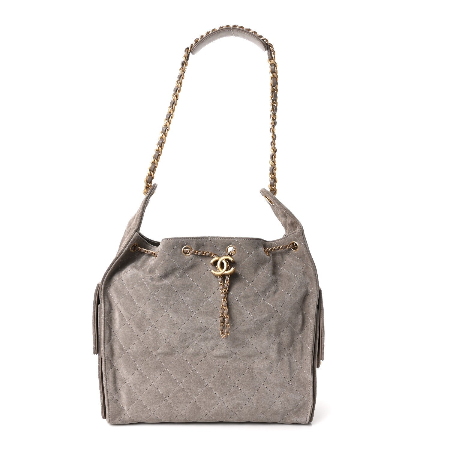 Chanel Suede Quilted Medium Chanel 25 Handbag Grey
