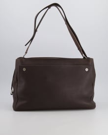 Loro Piana Loro Piana Brown Leather Jockey Odessa Bag with Silver Hardware RRP £4,500