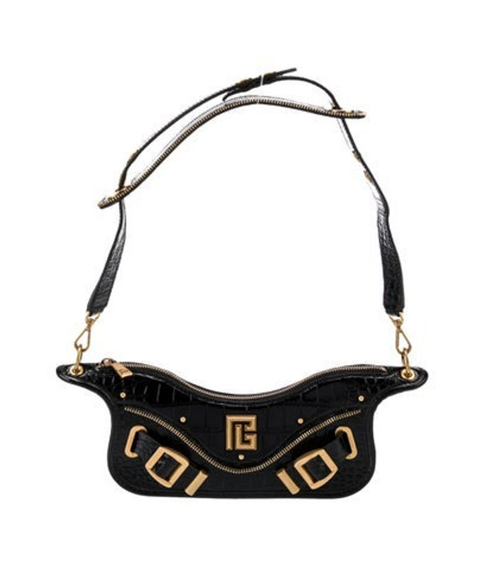 Balmain Embossed Leather Shoulder Bag W Tags