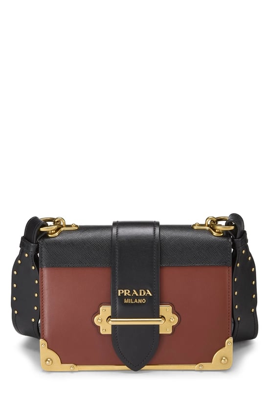 Brown & Black Leather Cahier Crossbody