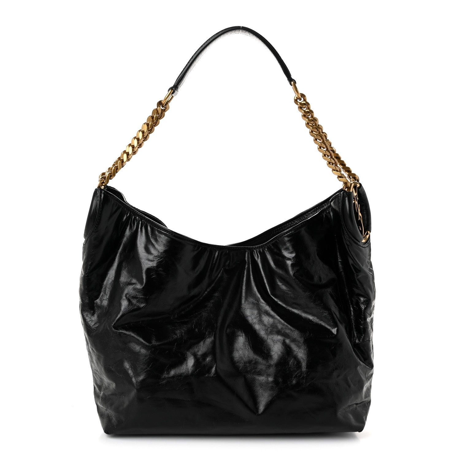 Saint Laurent Saint Laurent Crinkled Calfskin Cassandre Hobo Black