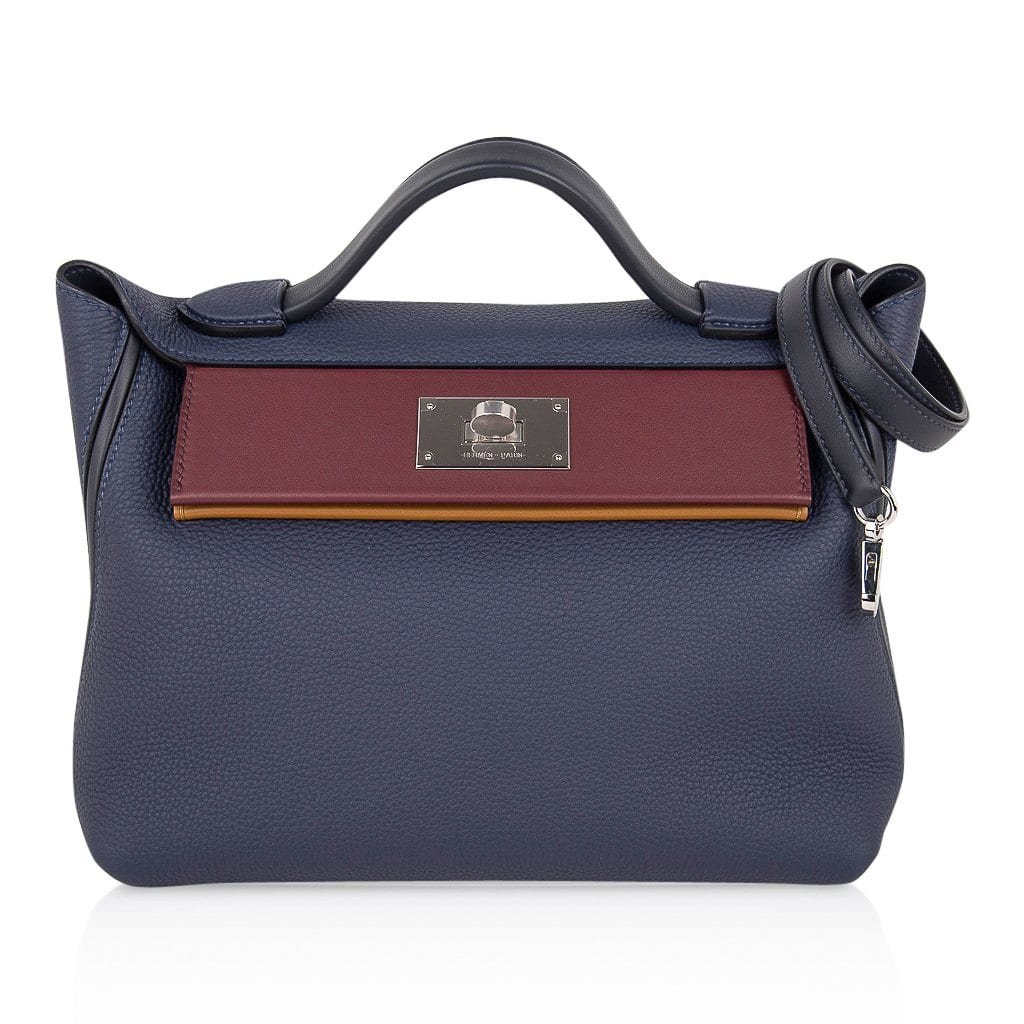 Hermes Hermes 24 24 29 Bag Blue Nuit Indigo Bordeaux Kraft Palladium