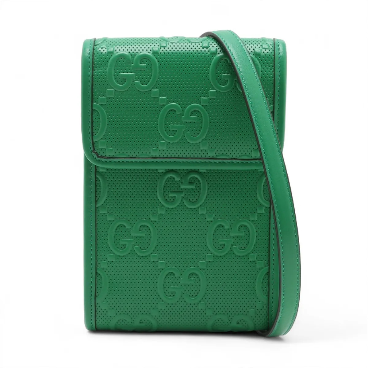 Gucci GG embossed Leather Shoulder bag Green 625571
