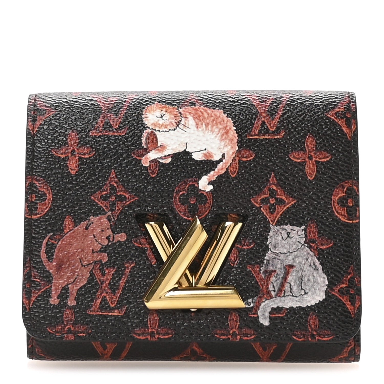 Louis Vuitton Catogram Twist Compact Wallet Marron