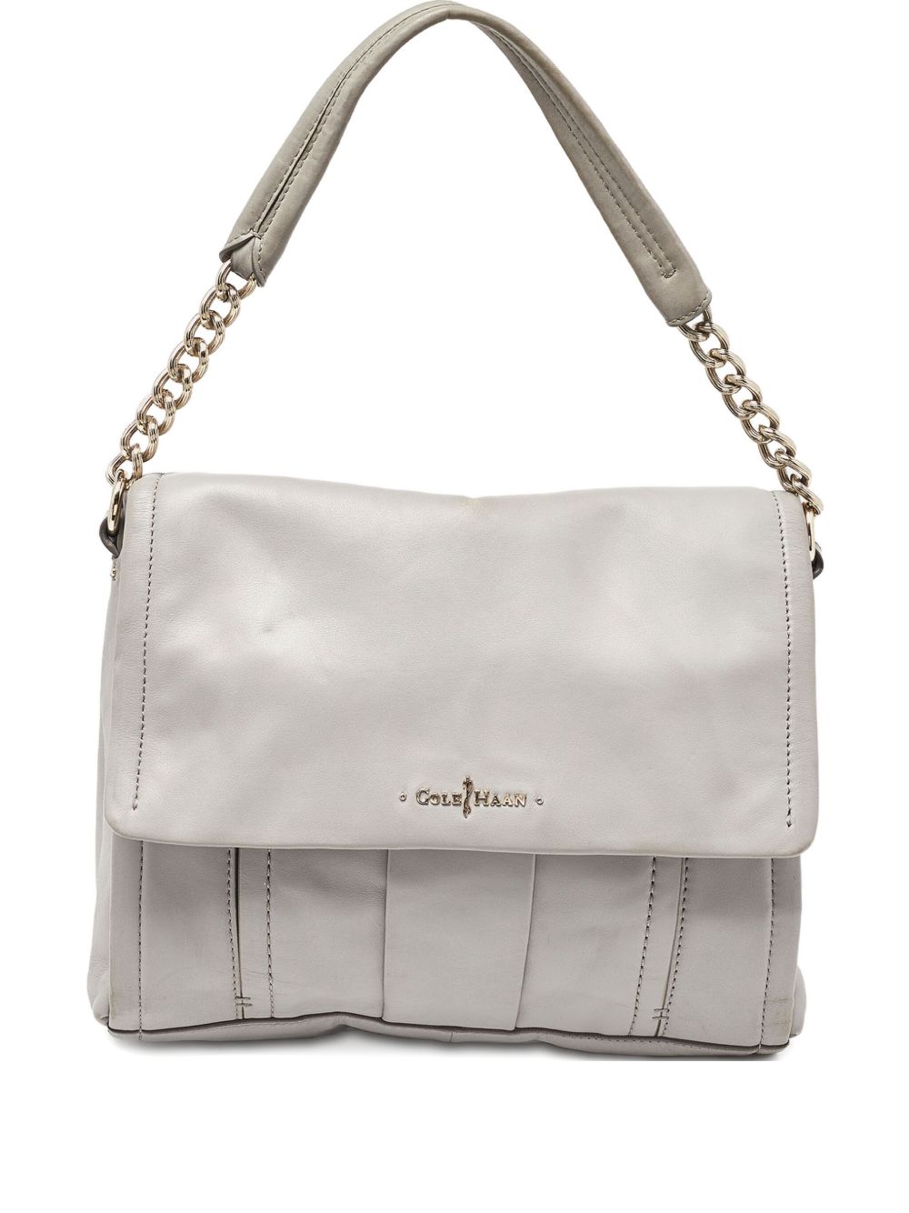 pre-owned pleated leather shoulder bag