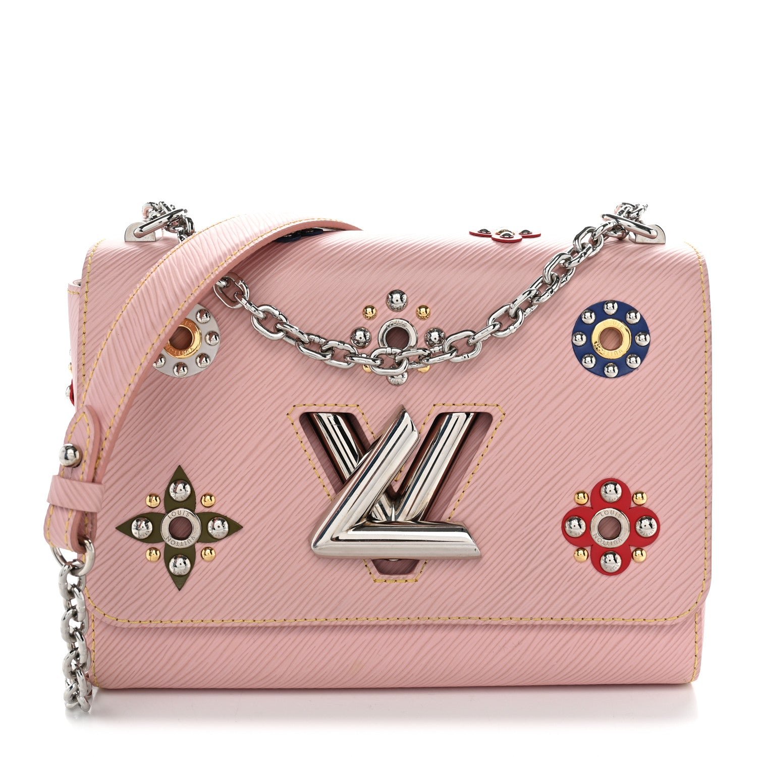 Louis Vuitton Epi Mechanical Flowers Twist Shoulder Bag MM Rose Ballerine