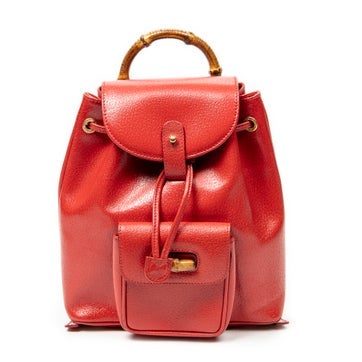 Leather Mini Bamboo Backpack