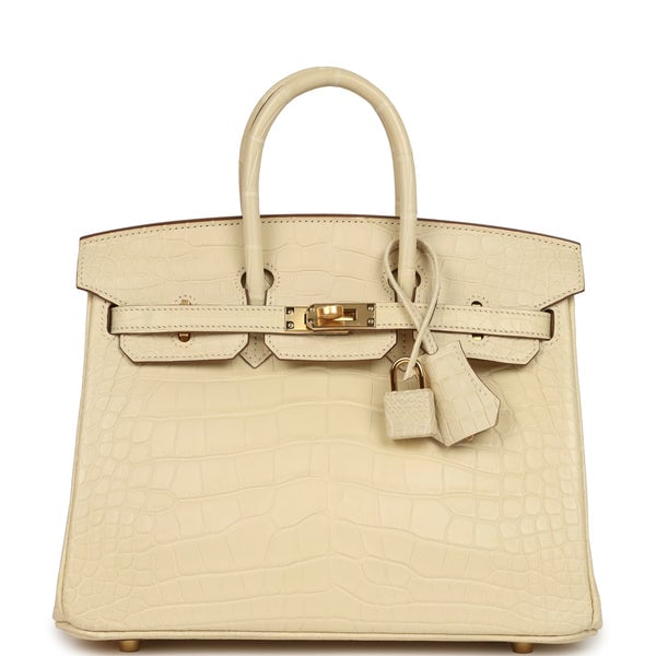 Hermes Birkin 25 Vanille Matte Alligator Gold Hardware