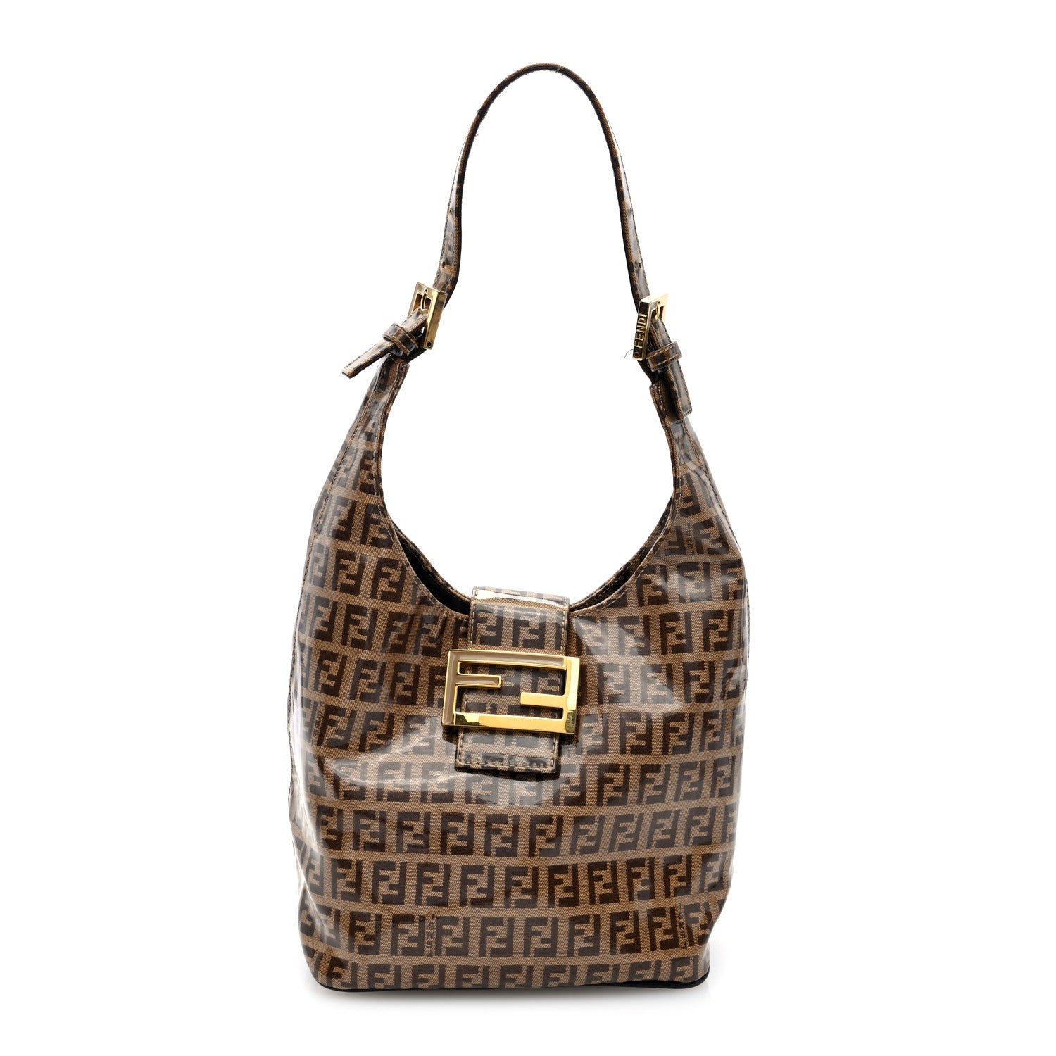 Fendi Vinyl Zucchino Hobo Tobacco