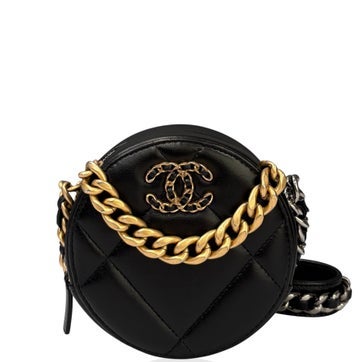Leather 19 Round Clutch With Chain Mini