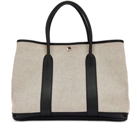 Hermes Black Negonda and Ecru Toile Garden Party 36 PM Palladium Hardware, 2015