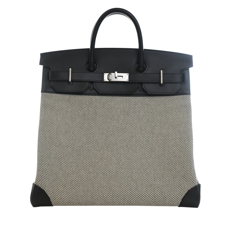 Black Swift and Ecru Toile H HAC Haut à Courroies Birkin 40 Palladium Hardware, 2022