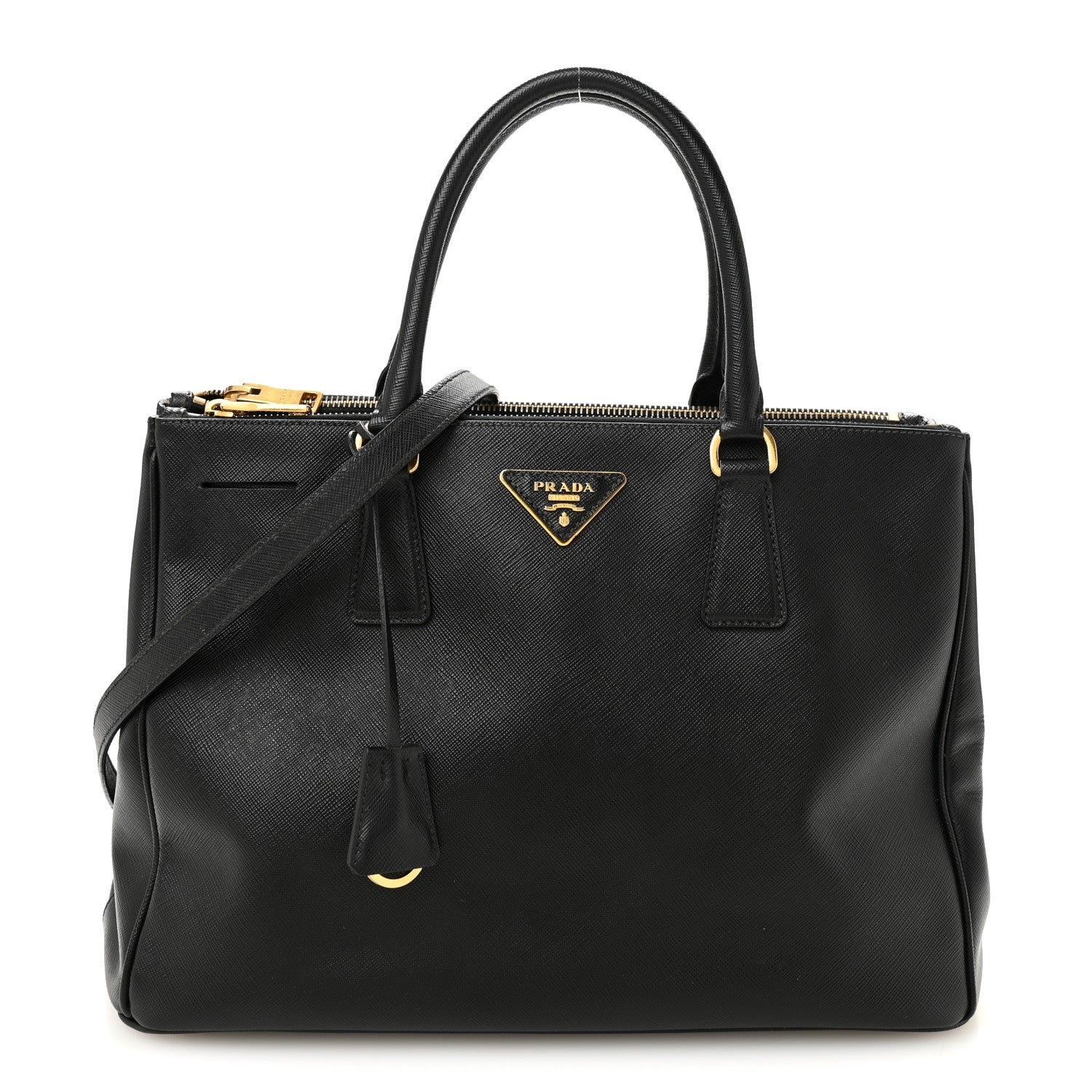 Prada Saffiano Medium Galleria Double Zip Tote Black