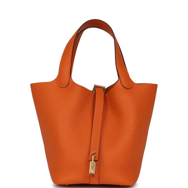 Hermes Picotin Lock 18 Orange Clemence Gold Hardware