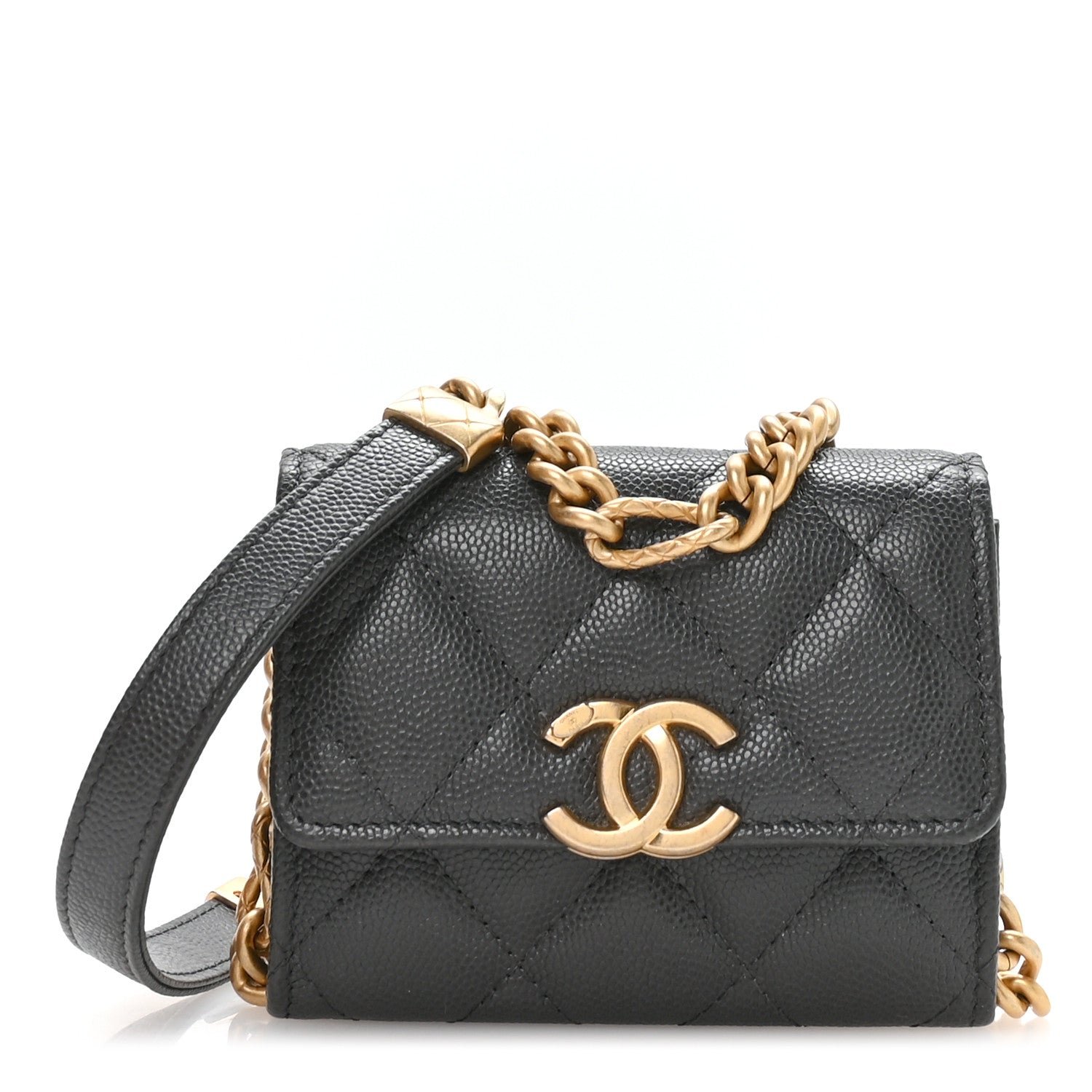 Chanel Caviar Quilted Bracelet On Chain Clutch Grey