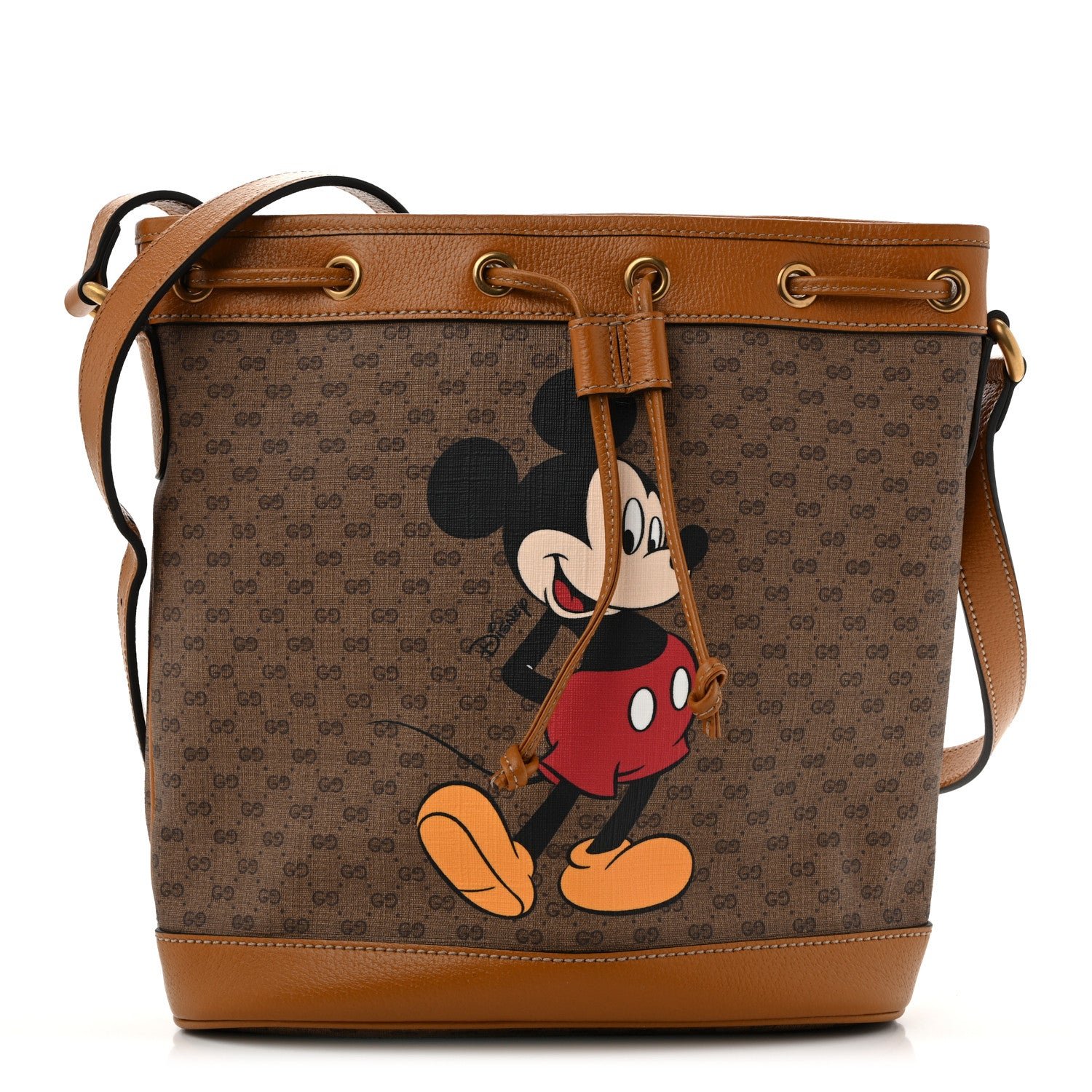 Gucci X DISNEY Mini Vintage GG Supreme Monogram Bucket Bag Beige Vintage Sun Oil
