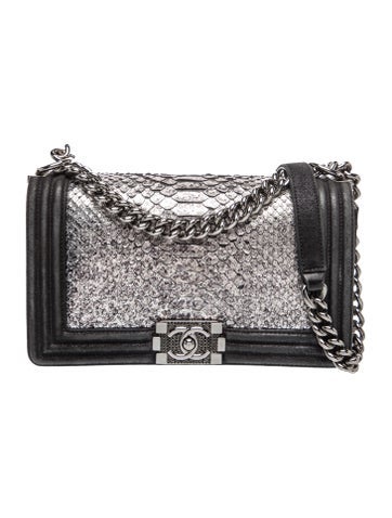 Medium Python Strass Boy Bag