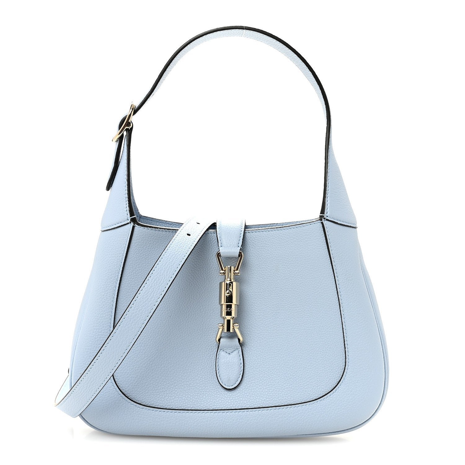 Gucci Grained Calfskin Web Medium Jackie 1961 Hobo Light Blue