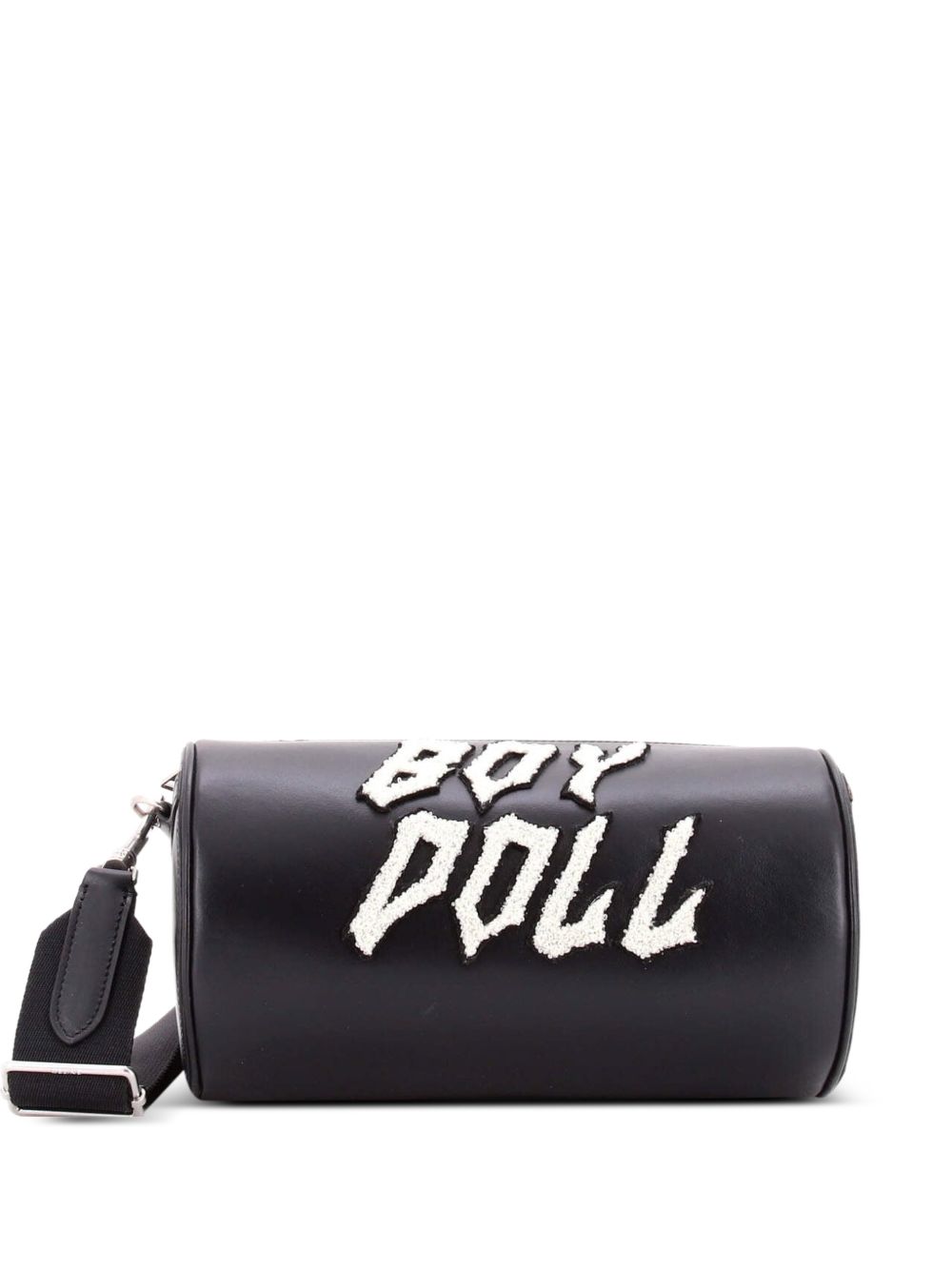 Cylinder Leather with Applique shoulder bag