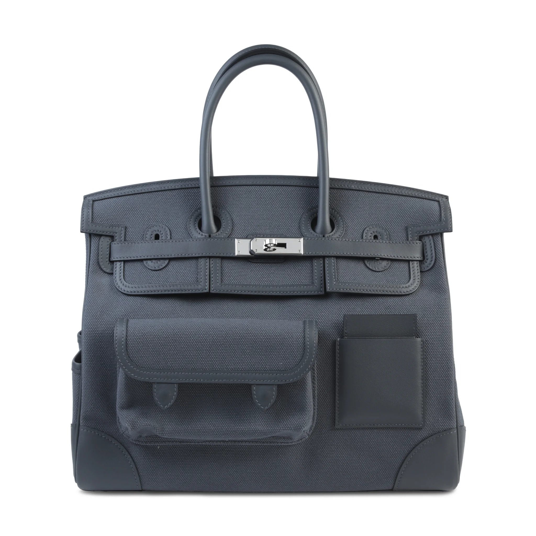 Very Good ( Rank A) HERMÈS Limited Edition Birkin Cargo 35 Gris misty (H0) Canvas Swift Palladium hardware W (2024)